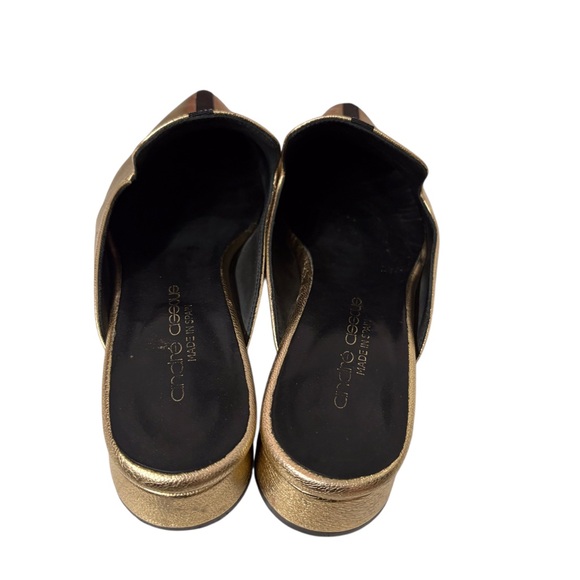Andre Assous Metallic Gold Pointy Toe Slip-On Mules - Picture 11 of 16